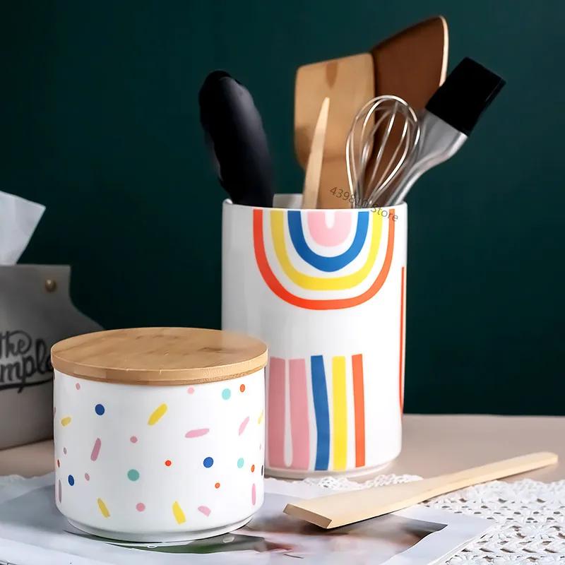 Scandinavian ceramic jars sealed jars for food storage seasoning boxes grain storage containers dried fruit coffee candy jars