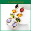 Fashionable Geometric Irregular Earrings With Vibrant Gemstones Women For