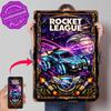 Rocket League Arte Vetro Colorato Poster in Latta Personalizzato Arte da Parete Segni Metallici Retro Vintage per Fan Decorazione Stanza Gaming