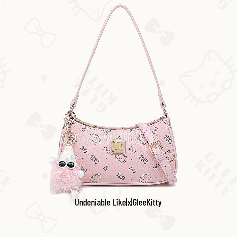 GLEE KITTY 2025 Fashion Dumpling Shoulder Bag - High-End, Simple Print, Commuter Style.