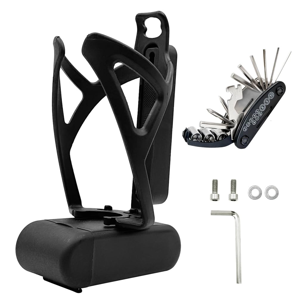 

REYGEAK Велосипедный держатель для напитков Многофункциональный для шоссейного велосипеда Формованный и включает ящик для хранения инструментов и смены шин Подходит для горного, шоссейного и включает чёрный