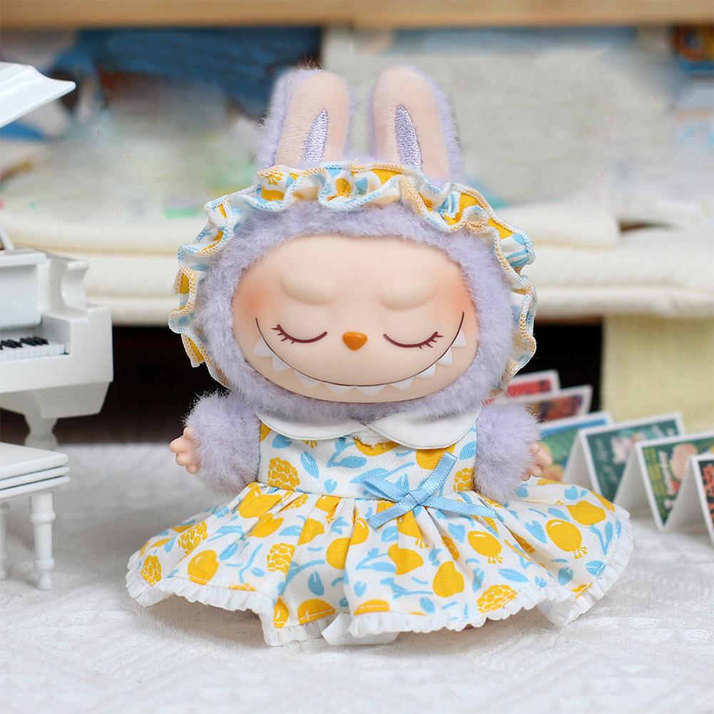 Miniature Flower Dress for 17cm Labubu Dolls Cute DIY Doll Clothes Fashion Accessories Lovely Outfit Gifts for Girls Friends