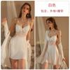 Sexy hollow satin lace plus chest pad deep V temptation steel ring gathering nightdress robe loungewear