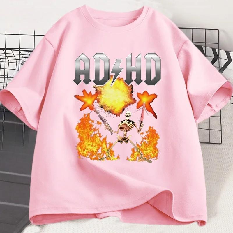 Funny ADHD Graphic Tee Shirt Unisextal Health Awareness TShirt Unisex Women Fashion Casual Tops All Season Loose Harajuku Clothing