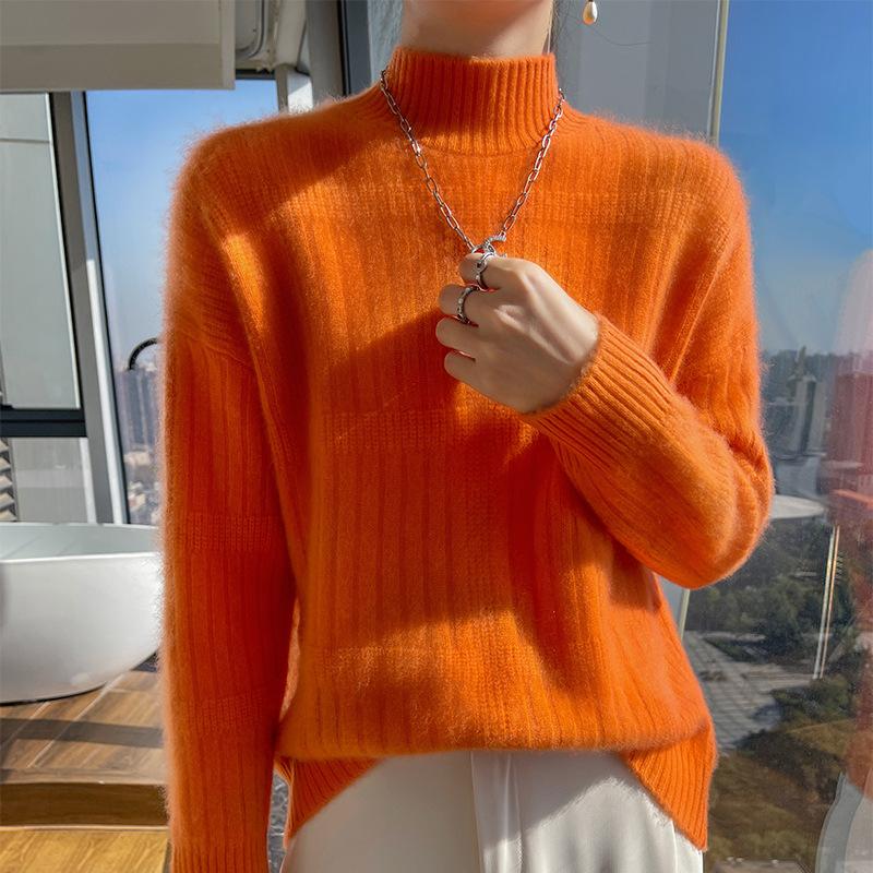 

Thickened Half-high Neck Sweater for Women In Autumn and Winter New High-strength Cashmere Knitted Base Shirt Skin-friendly and Warm Sweater XXL