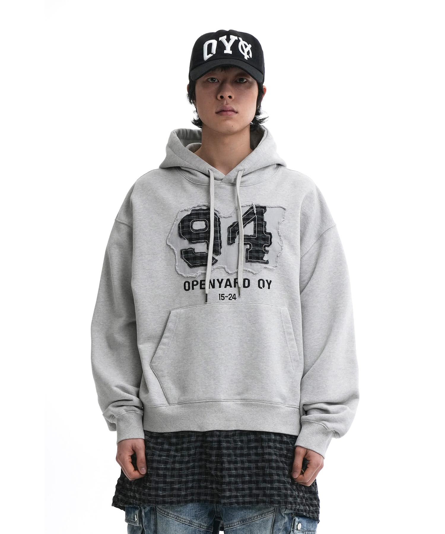 Oy Layered Check Shirts Hoodie-Light Gray One Size