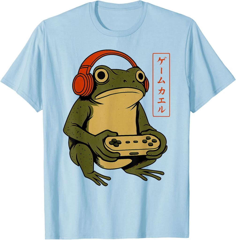 Funny Gamer Frog Unisex Women Boys Funny Vintage Gaming TShirt Cotton Tee Cartoon Vintage Frog Gamer Unisexs Womens Clothing