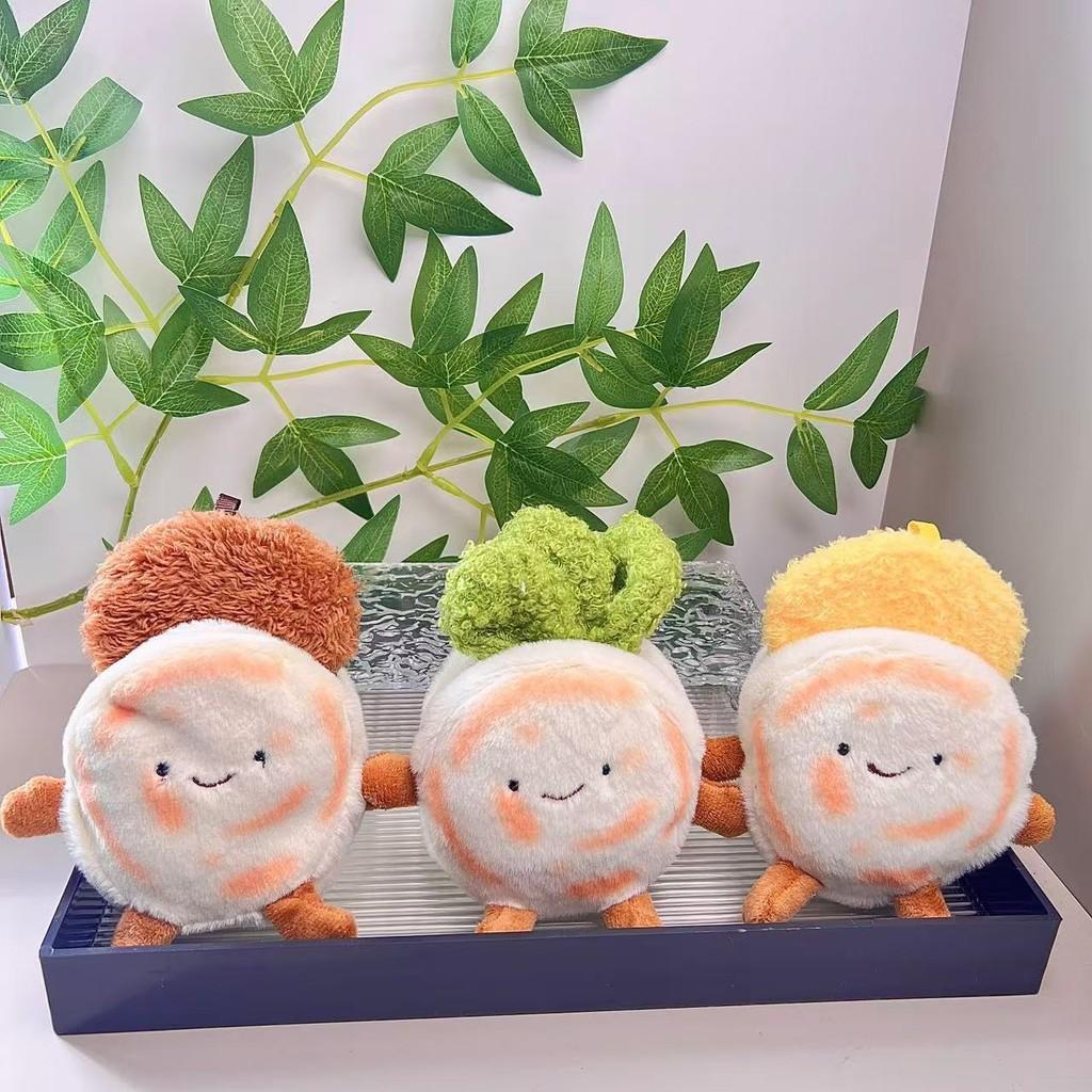 Plush Lovable Food Doll Keychain In Pancake Design Soft Short Fur For Bags Keyrings And