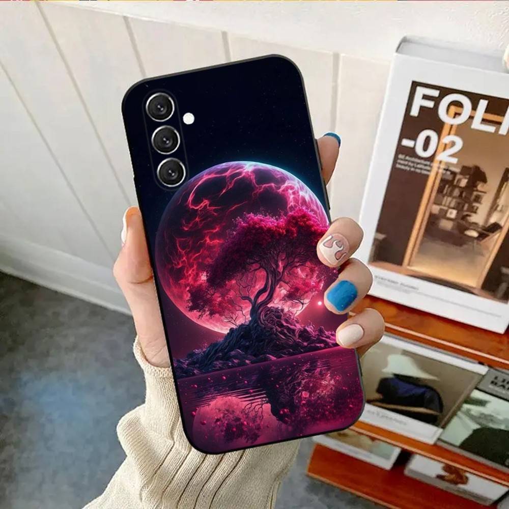 Tree of Life Space Galaxy Stars Phone Case Phone Case For Samsung Galaxy A13,A21s,A22,A31,A32,A52,A53,A71,A80, Soft Black Shell