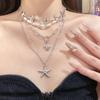 4Pcs Zinc Zinc Alloy Pearl Shell Starfish Necklace Set Multi-Layer Starfish Beach Pendant  Daily