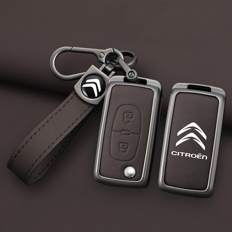 VXCW9 Leather Zinc Alloy Car Flip Remote Key Case Cover Protector Shell Fob durable For Citroen Xsara Picasso C5 C6 C8 Accessories