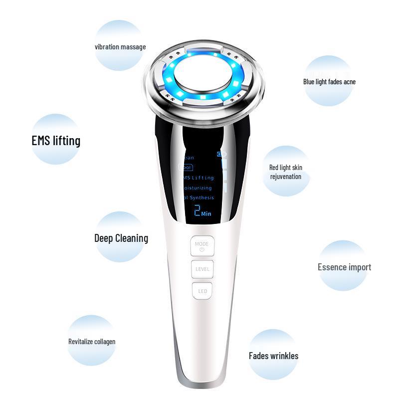 Home Facial EMS Microcurrent Beauty Device: Hot/Cold Vibration Massage Instrument