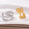 Geometric Double Layer Intersecting Titanium Steel Ring for Women - Simple, Stylish, Gold-Plated INS Fashion Style