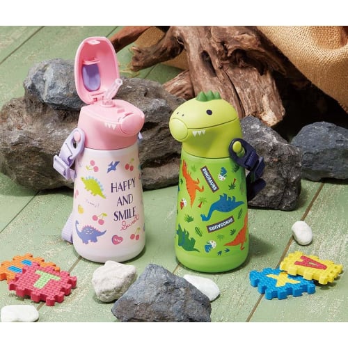 Skater 3D Stainless Steel Straw Water Bottle 370ml Vacuum Duplex Cold Storage Only Dinosaur Dinosaur SSH4D-A