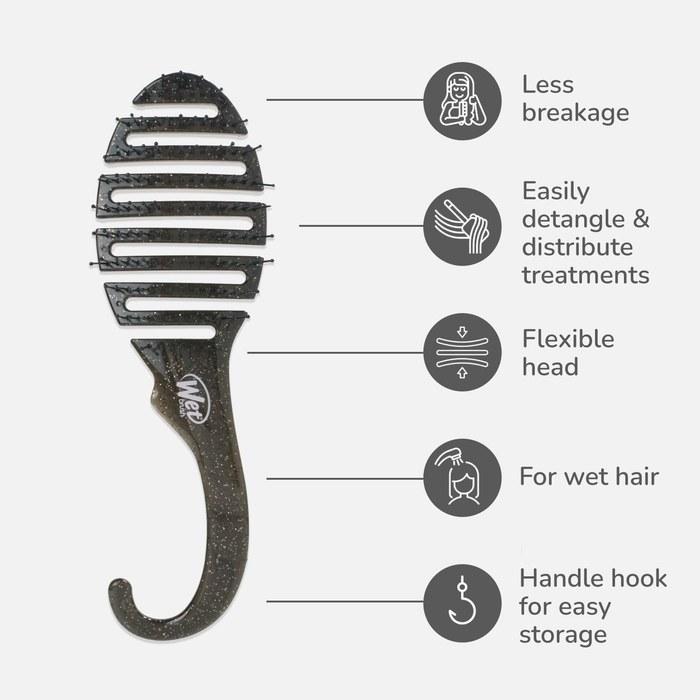 Wet Brush Shower Detangler Glitter Black Hairbrush (1 count)