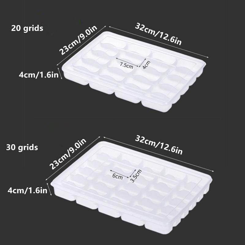 20/30 Grids Kitchen Storage Box Refrigerator Organizer Transparent Reusable Food Containers Tray With Lid For Dumpling Wonton