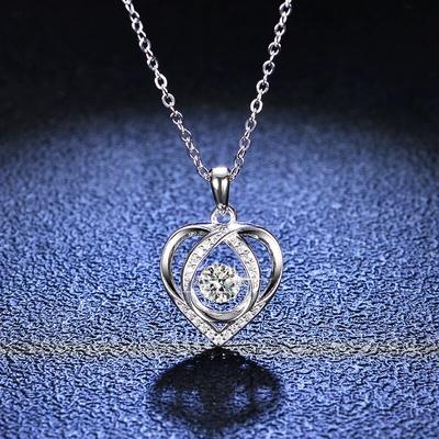 New Real Moissanite Heart Pendant Necklace VVS1 D Color Pure S925 Sterling Silver Fine Jewelry Gift for Women