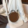 Solid Color Crossbody Bag For Women Round Small Handbag Fashion Designer Bags PU Leather Shoulder Bag Female Zipper Purses ARI