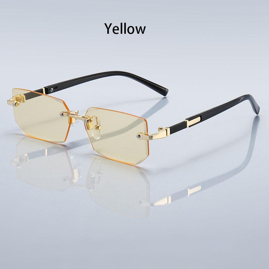 Luxury Rimless Business Rectangle Gradient Lens Unisex Fashion safety goggles  Women Men  Colored lenses Metal Frame Glasses