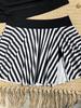 Damen Badeanzug Gestreift Kontrastfarbe Kordelzug Träger Sexy Hoher Bund Schlitz Geteilt Badeanzug Bikini Anzug Strandkleidung
