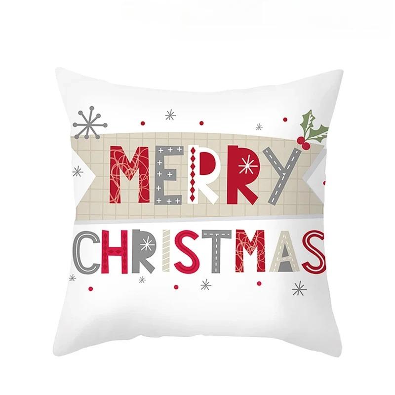 1 Piece of Christmas Decoration Pillowcase Cartoon Santa Claus Snowman Pattern Sofa Cushion Suite Room Home Decoration Gift