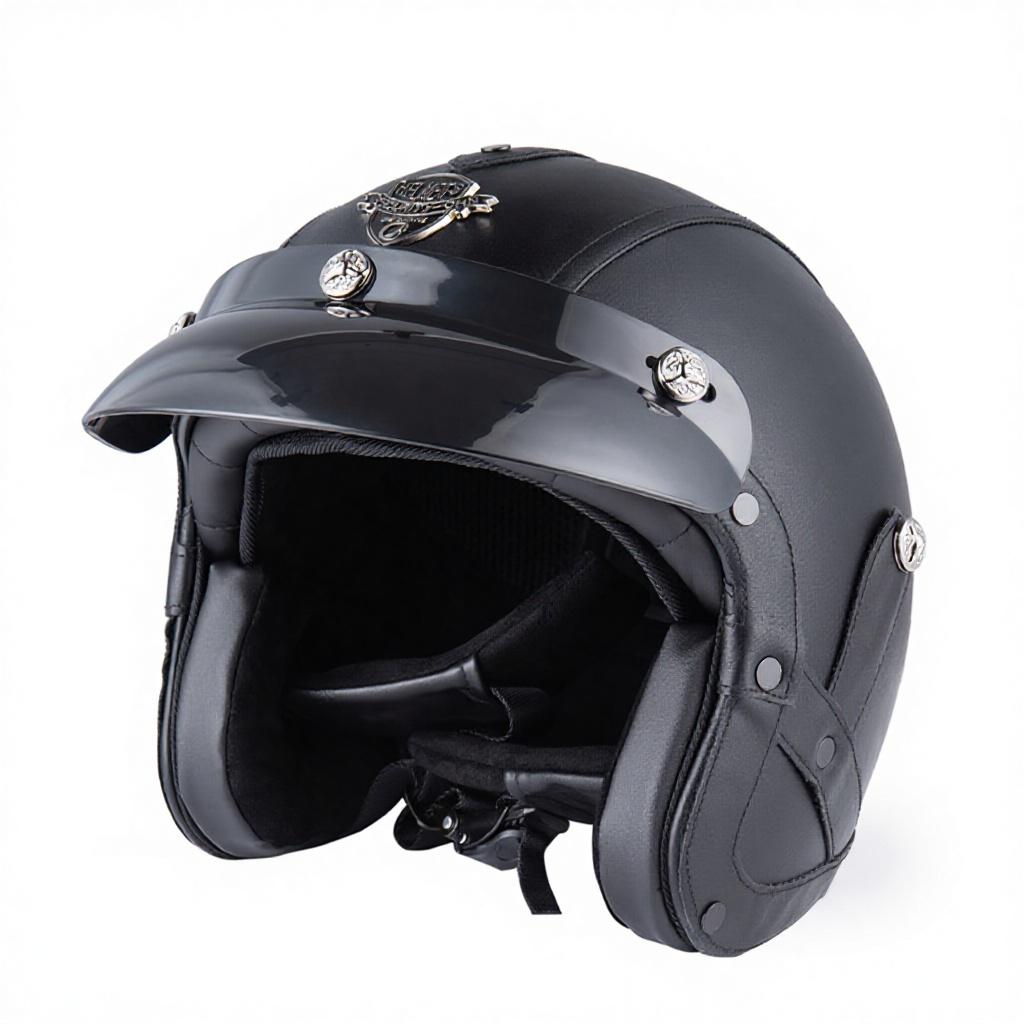 BYB Four Seasons Retro Handmade Personalized 3/4 Motorcycle Helmet-Sizes M/L/XL M чёрный