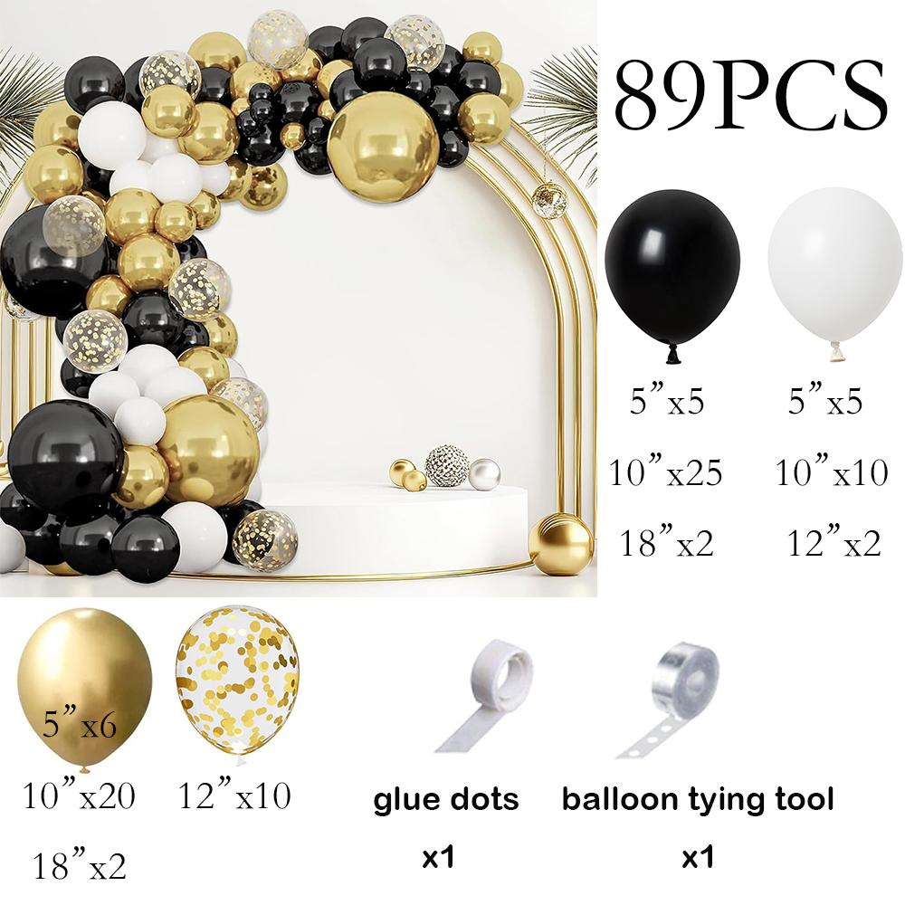 

2026 New Year Decor Balloons Garland Black White Gold Confetti Balloon Arch Kit Home Birthday Party Wedding Decoration Globos AS Picture