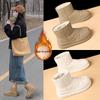 Women's Mid-Calf Thick-Soled Beige Snow Boots - Non-Slip, Cold-Proof, Warm, Plus Velvet.