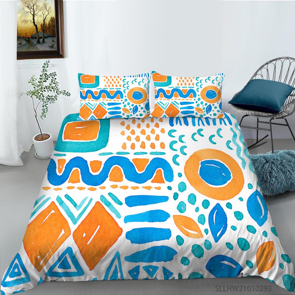 Abstract Geometric Pattern Digital Printing Quilt Cover Pillowcase Two Three Piece Set Polyester