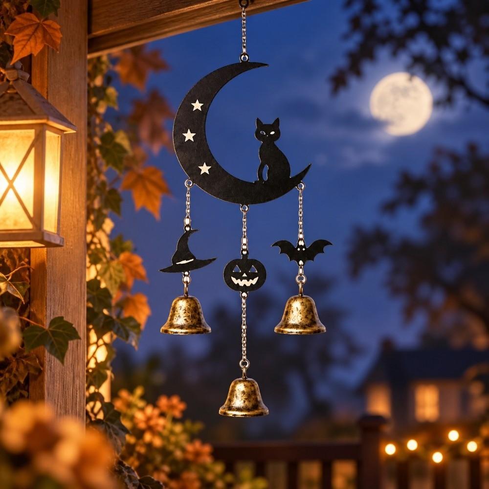 Pumpkin Halloween Hanging Bell Ornaments Spider Decorative Wind Chime Outdoor Decor