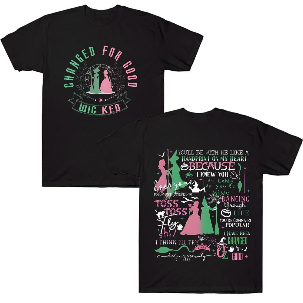 

Unisex High Quality Cotton Tees Wicked for Good T Shirts Defy Gravity Broomstick Magic Top Wand Wizard Movie Fan Loose T-shirts 4XL