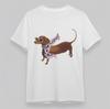 Women's Oversize T-shirt With Dapper Dachshund Graphic White Cotton Tops USA