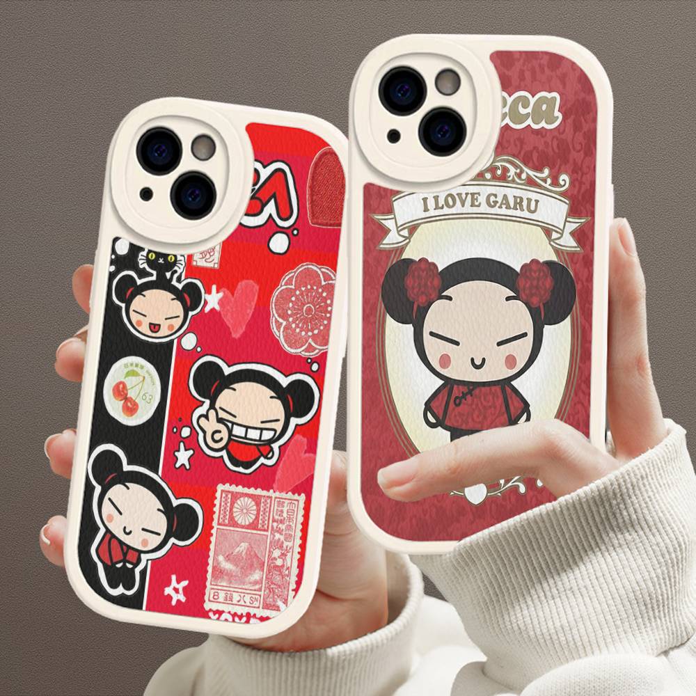 Popular Animation P-Pucca Phone Case For IPhone 16 15 14 13 12 11 Pro Max Plus Leather Soft Cover