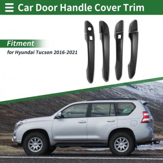 Car Door Handle Cover Trim for Hyundai Tucson 2016- Carbon Fiber Black
