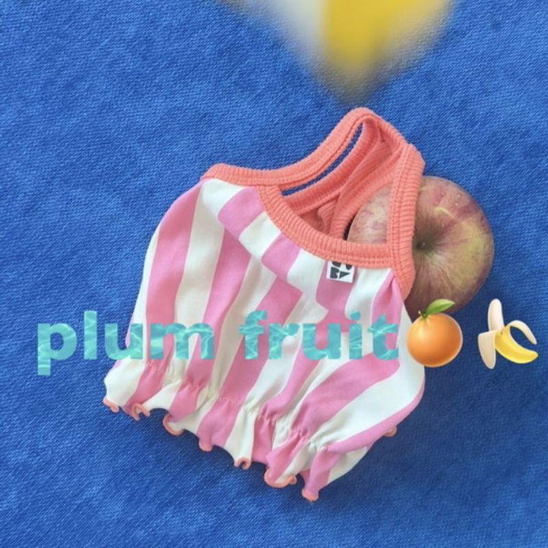 PLUM STUDIO Vertical Stripe Crop Top - Pink Orange