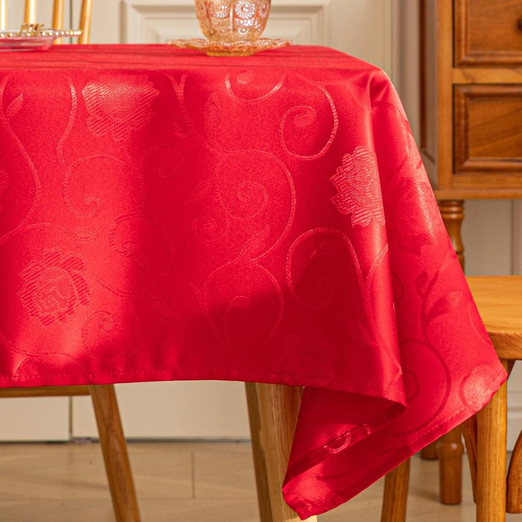 Flowers Bloom Rich And Festive Wedding Tablecloth Red Wedding Room Decoration Rectangular Engagement Tablecloth Coffee Table Cloth