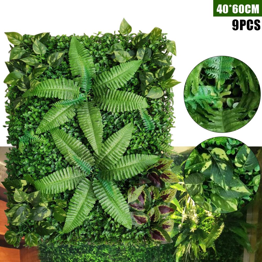 Grass Wall Artificial Plant Wall Panels 60*40cm (9pcs) Privacy Hedge Fence Screen with UV Protection Greenery Backdrop