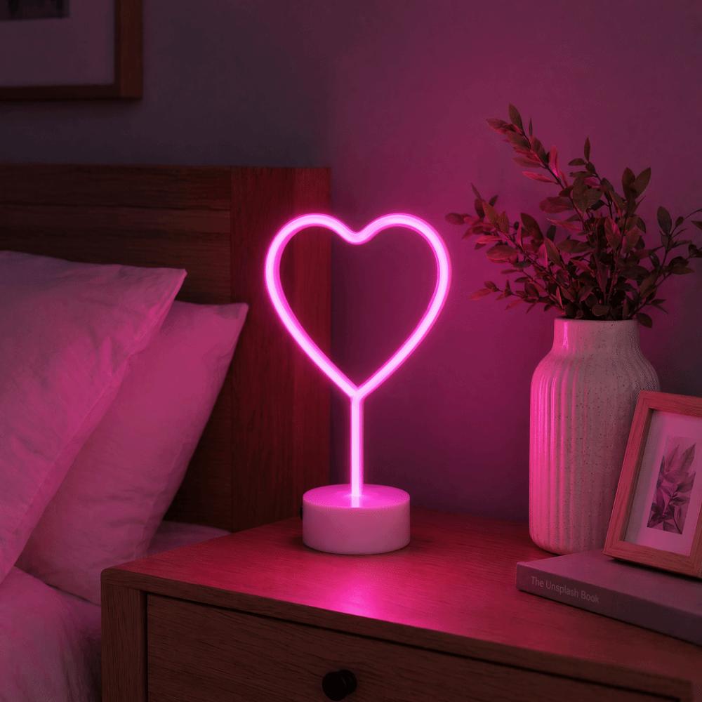 Heart Shaped Neon Desk Lamp USB or Battery Operated LED Neon Sign Decorative LED Neon Light  Women