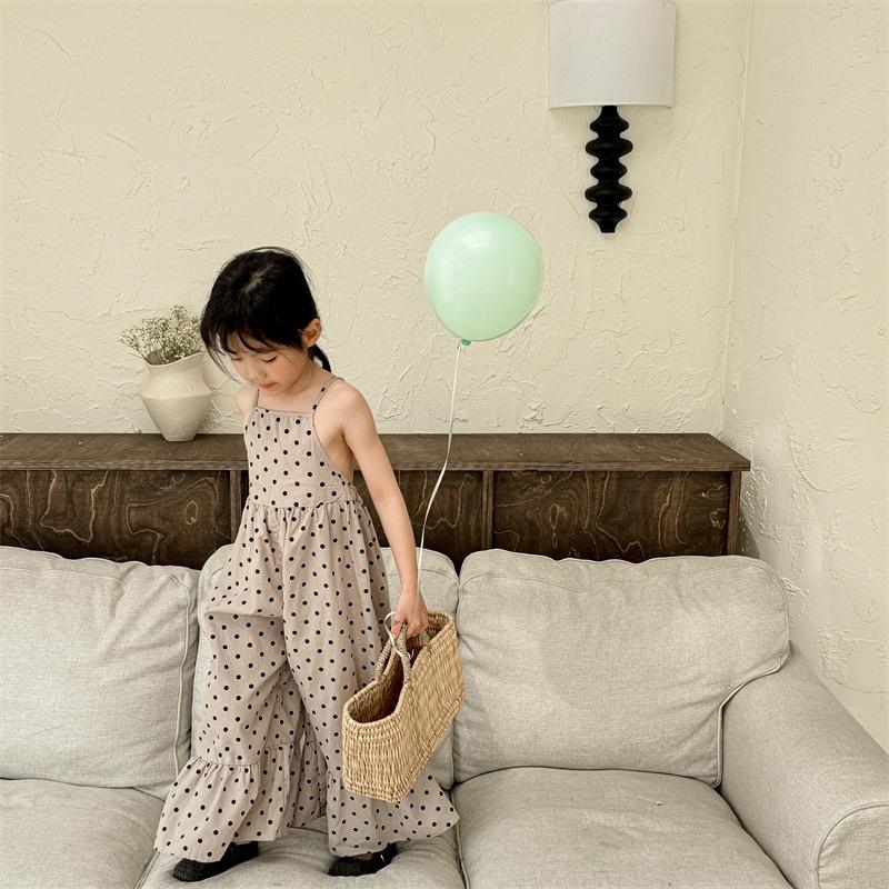 Children Girls' Suspender Jumpsuit Polka Dot Printed Loose Kids Jumpsuit