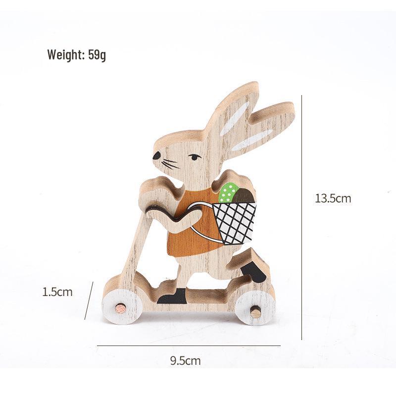 

Easter Party Handcrafted Wooden Rabbit Ornament with Basket Width 9.5cm, Height 13.5cm, Thickness 1.5cm оранжевый