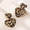 Fashion Metal heart leopard print earrings For Women