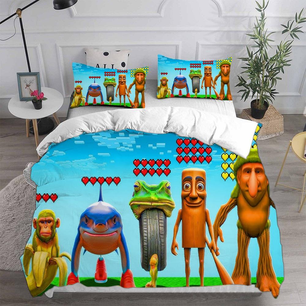 Ai Italienischer Hirnfraß Tung Tung Sahur Bettwäschesets Bettüberwurf Steppdecke Bettbezug Kissenbezug 2-3-teilige Sets Schlafzimmerdeko