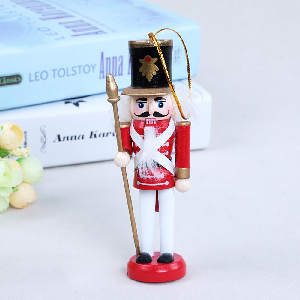 Kids Doll 12cm Wooden Nutcracker Soldier Merry Christmas Decoration Pendants Ornaments