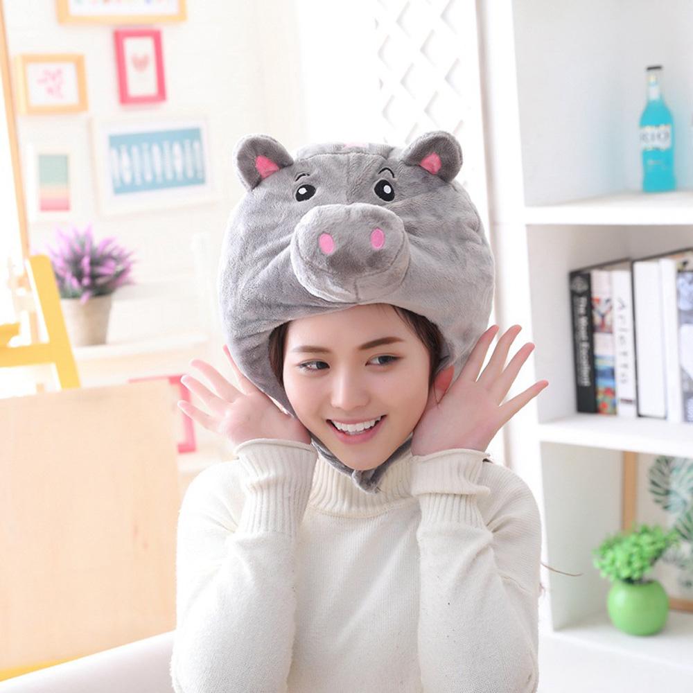 Funny Cosplay Lovely Animal Pig Nose Head Cover Christmas Headwear Plush Hat Home Decor Ornament Costume Party Halloween Props