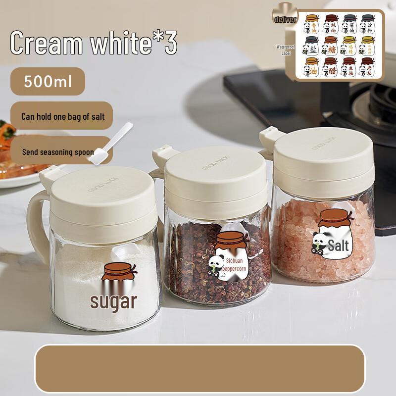 Glass Kitchen Seasoning Jar Set 3-pack