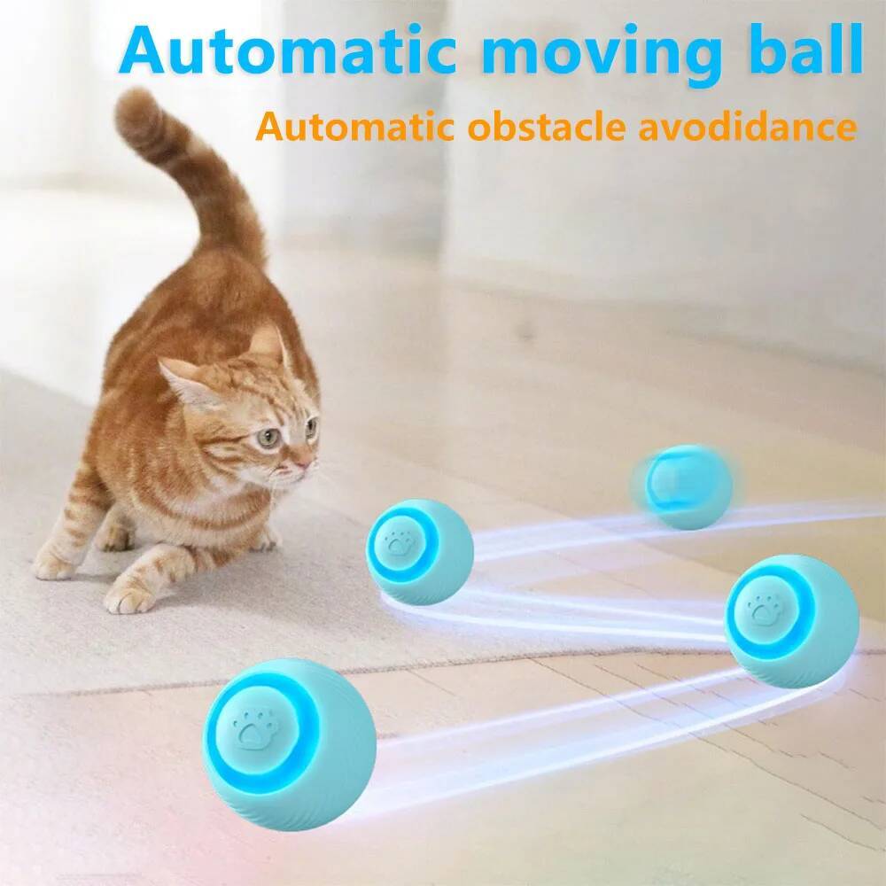 Cat Interactive Ball Toy Training Self-moving Kitten Electric Cat Ball Toys with Light USB Rechargeable Smart Pet Magic Ball Toy