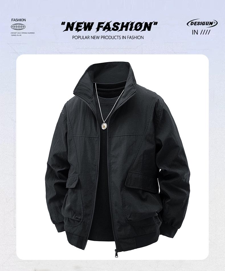 American Retro Workwear Jacket - Waterproof, Windproof, Loose Fit, Stand Collar for Autumn/Winter
