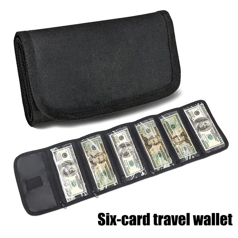 Waterproof Oxford Cloth Multi-Functional Six-Card Slot Cash Storage Wallet, Transparent Folding Coin Purse, Cosmetic Bag