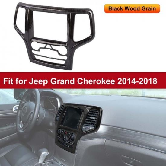Black Wood Grain Center Radio Navigation Panel Cover For Grand Cherokee2014-2018
