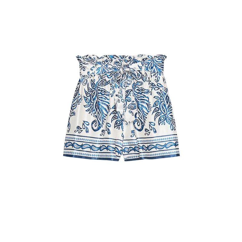 

Летняя женская одежда Декоративные сборки Высокая талия Текстура шелкового атласа Бумажный мешок Кэжуал шорты 1165040 Ben White L